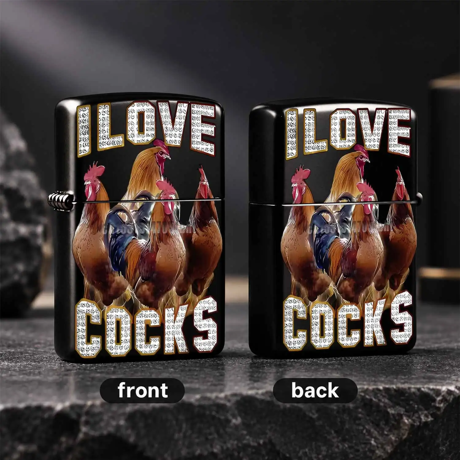 Vivid I Love Roosters Themed Portable Lighter Stylish Printed Pocket Igniter For Camping Candle Incense Lighting Daily Atmosphere Enhancer Unique Novelty Gift For Poultry Farm Animal Lovers Household Outdoor Universal U A Humorous And Inter