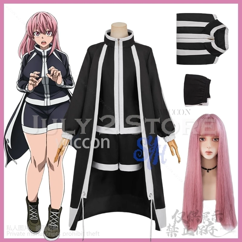 

Homare Byobugaura Cosplay GACHIAKUTA Anime Costume JK School Uniform Long Black Goth Y2K Coat Pink Wigs Halloween Customized
