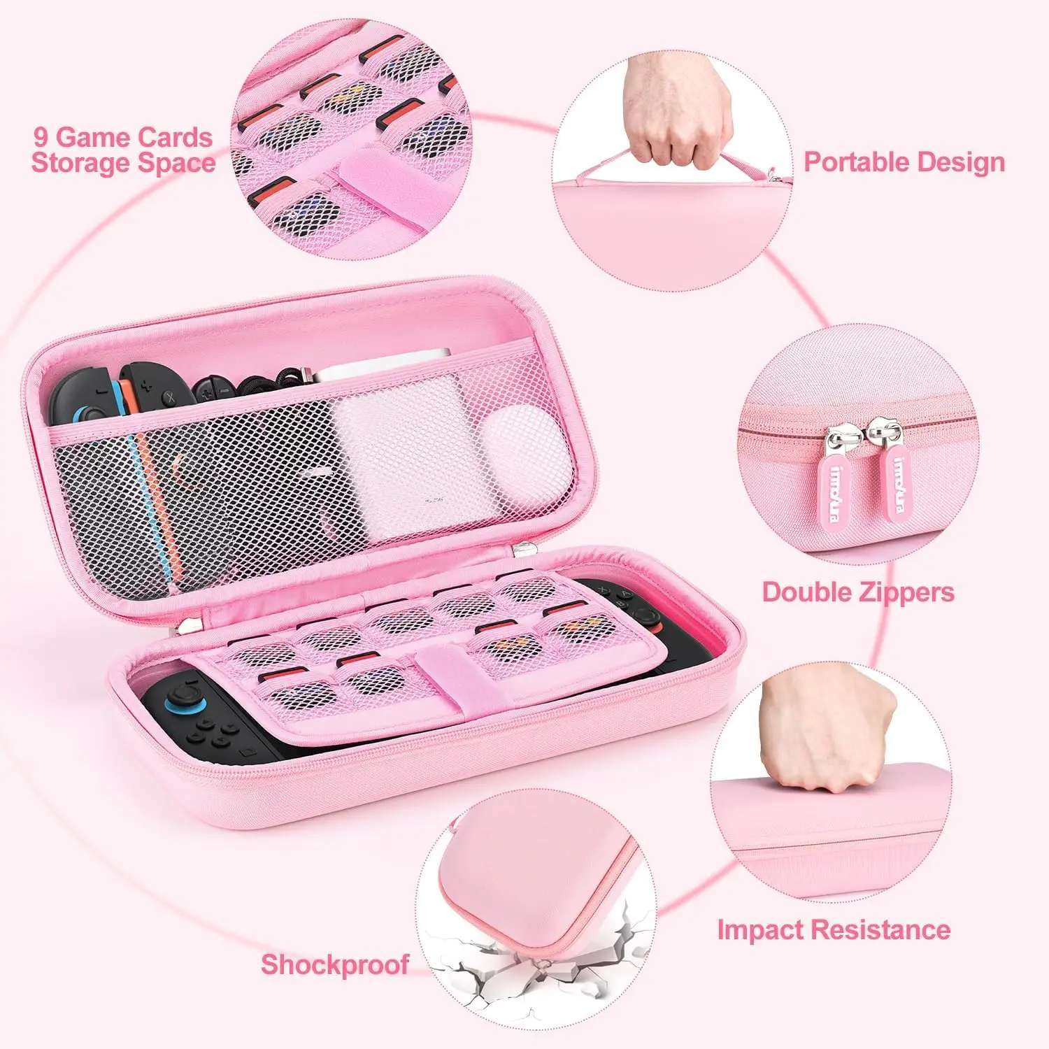 EVA Hard Shell Protective Case for Nintend Switch 2 - Shock Resistant, Waterproof, Portable Storage Bag with 19 Game Card Slots
