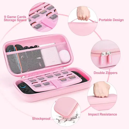 Imagen 2 del producto Funda protectora de carcasa dura EVA para Nintendo Switch 2, resistente a los golpes, impermeable, bolsa de almacenamiento portátil con 19 ranuras para tarjetas de juego