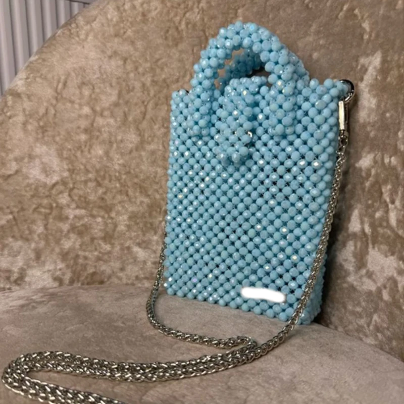 

Новая женская сумка с кристаллами и высококачественной текстурной цепочкой, сумки для телефона через плечо для женщин, сумка ручной работы и настраиваемая цветная сумка
