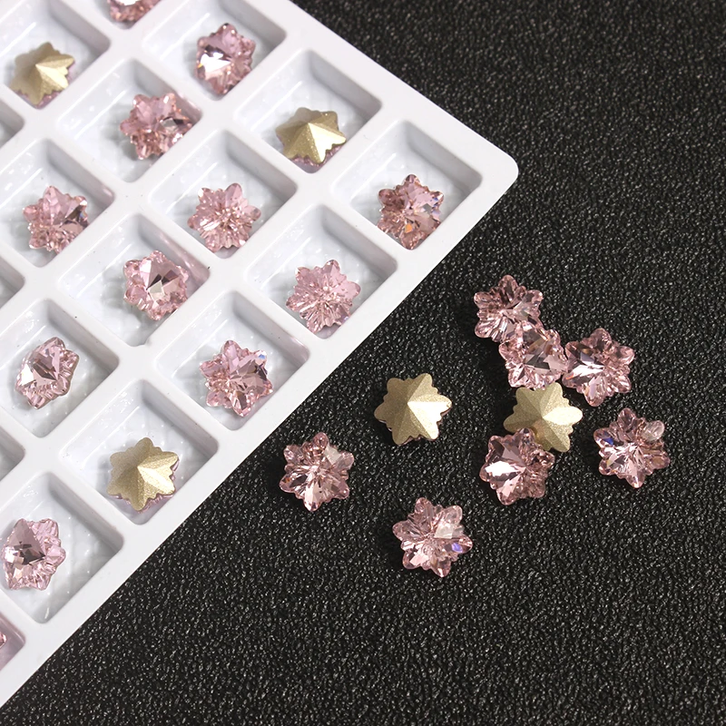 High Quality K9 Christmas Snowflak 8MM Pointback Glass Crystal Nail Art Rhinestone 3D Manicure Decorative Accessories Diamond