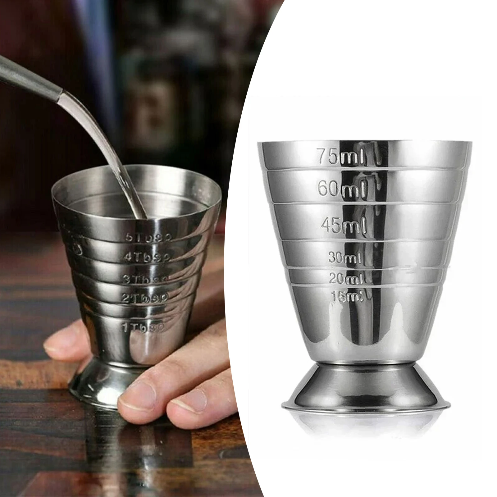 

304 Stainless Steel Bar Magic Measuring Cup 75ml Multifunctional Cocktail Cup Ounce Cup With Graduated Wine Cup Measurer