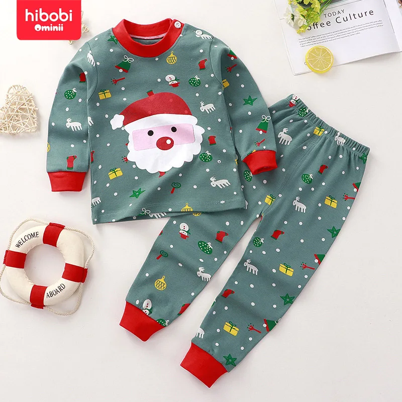 hibobi 2-Piece Set Of Children's Cute Christmas Home Clothes Set Cotton Baby Warm & Fashionable Autumn Clothes And Long Pants