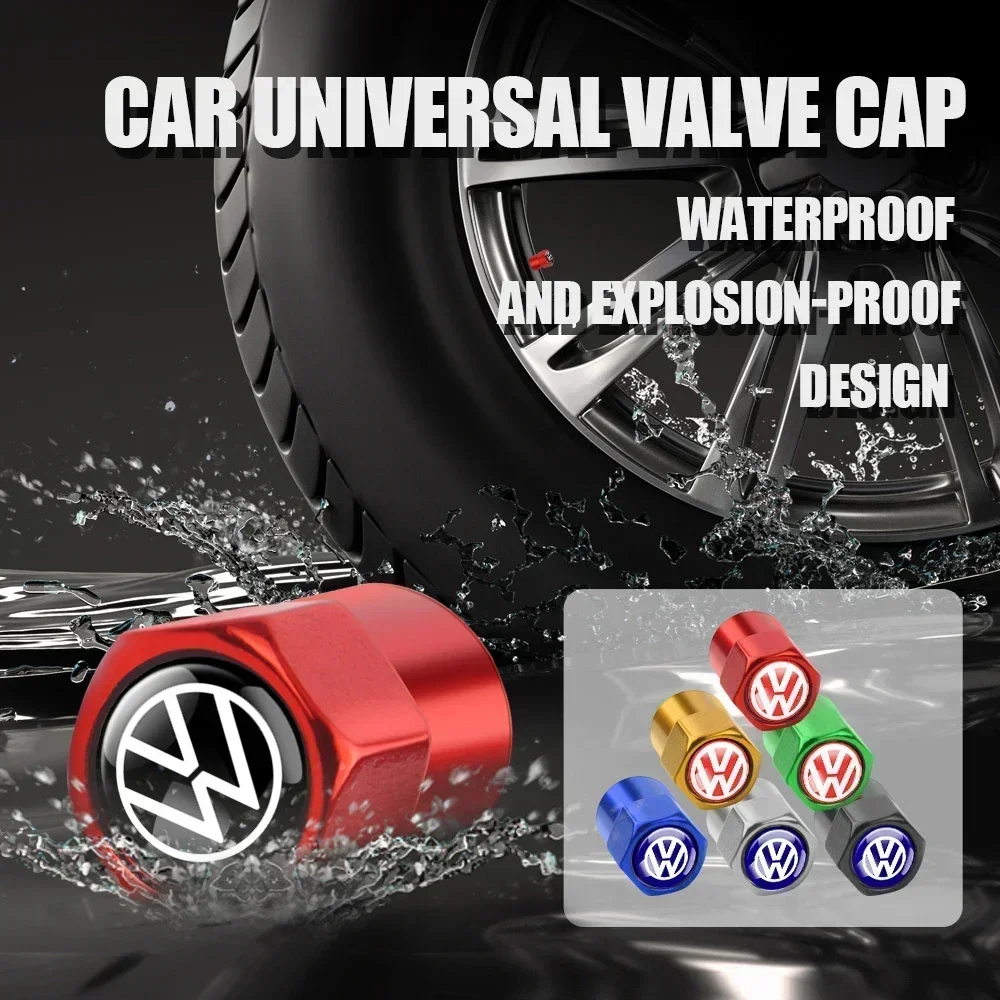 4PCS Car Wheel Tires Valve Cap Covers Auto Accessories For Volkswagen Golf 4 5 Passat b8 b5 VW R Line Sharan Polo Tiguan GTI