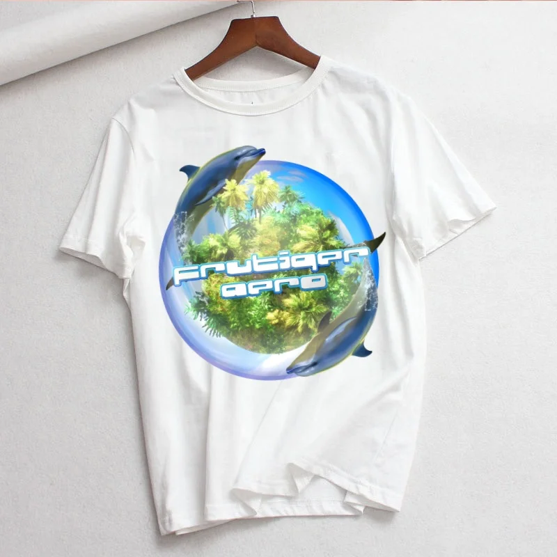 Frutiger Aero Summer Fashion Shirt Graphic T Shirt Women Tops Base O-neck Tees Funny Girls Tshirt