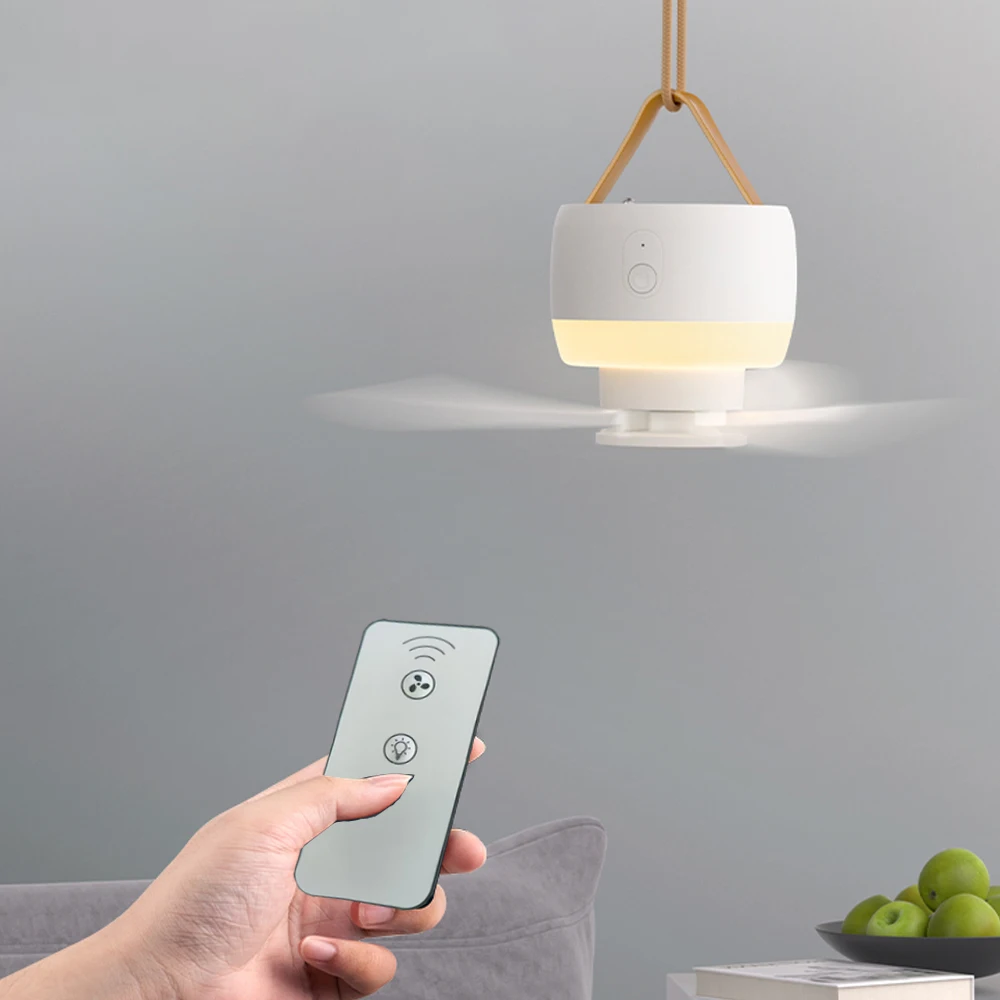 리모컨 소형 천장 선풍기 USB 충전 캠핑 야외 텐트 무소음 미니 선풍기 가정용 침대 기숙사 전기 선풍기