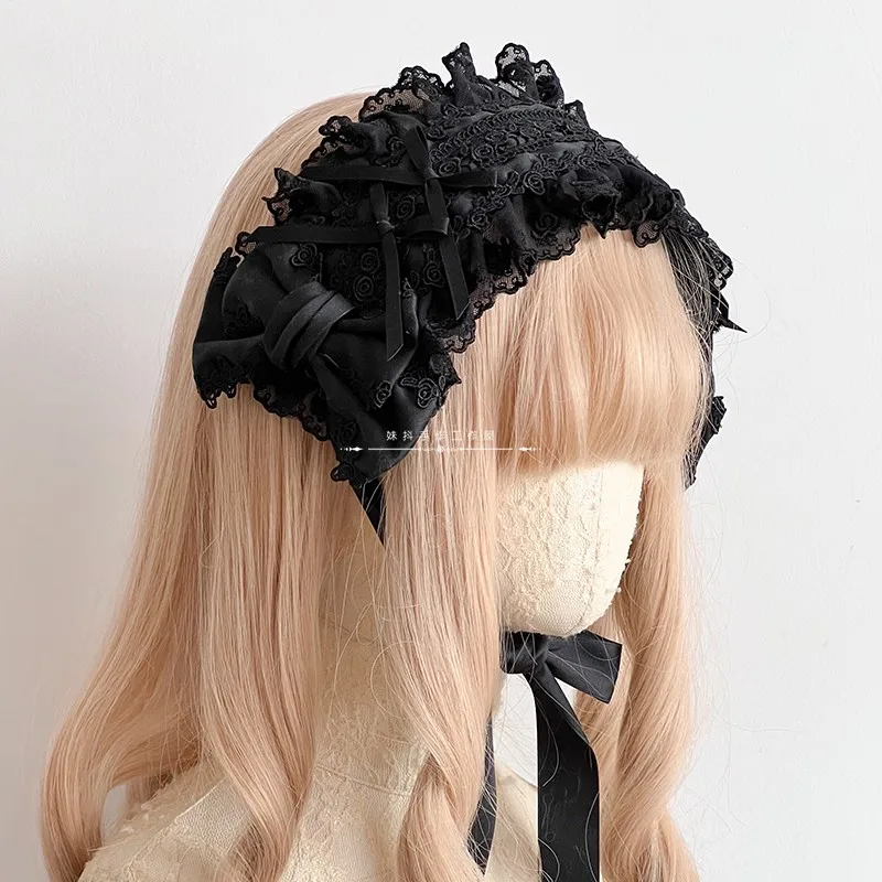 

Japanese Original Lolita Handmade Multi-color Headband Soft Girl Lace Bow Kc Sweet and Cute Skirt Lolita Hair Accessories Women