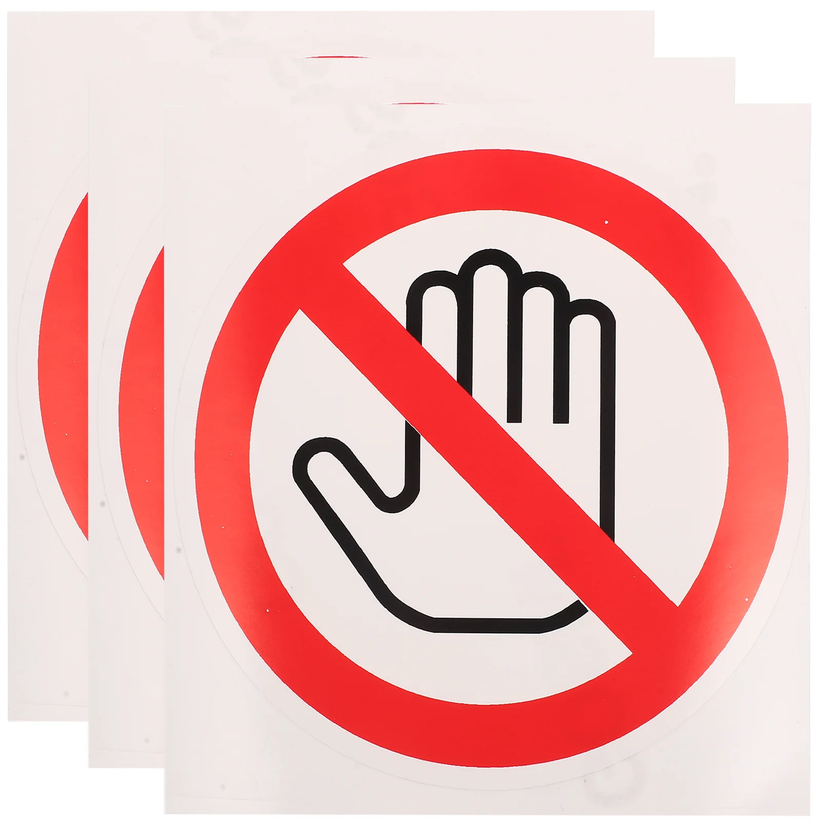 3 Pcs Safety Labels Not Touch Warning Sign Sticker Machine Decals Don't Vinyl Circle Stickers
