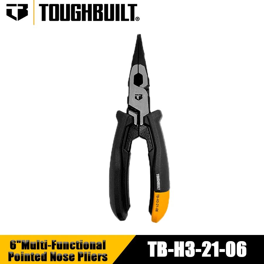 

TOUGHBUILT TB-H3-21-06 6-дюймовые многофункциональные плоскогубцы с заостренными губками, экономящие усилия, длинногубцы, ручные инструменты
