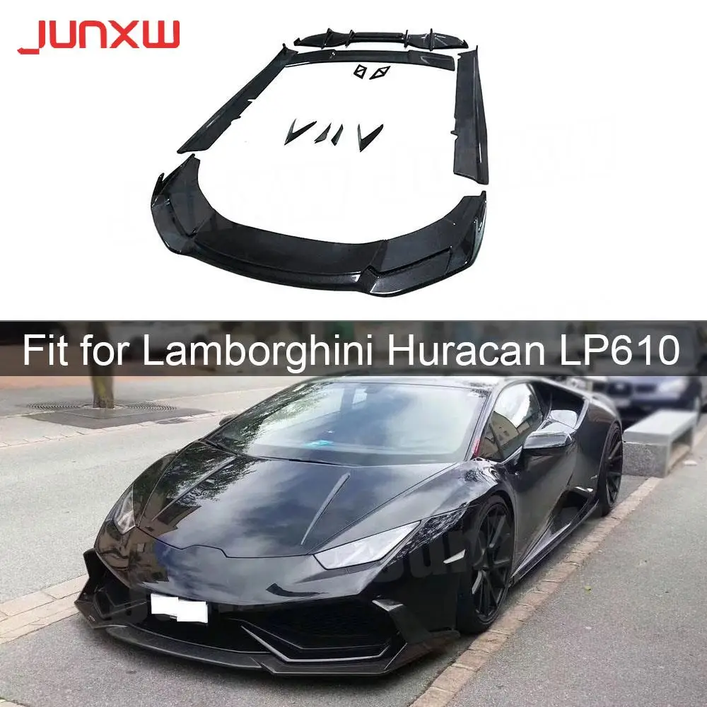 Carbon fiber Front Lip Rear Diffuser Side Skirts Air Vent Trims Rear Spoiler case For Lamborghini Huracan LP610 Body Kits