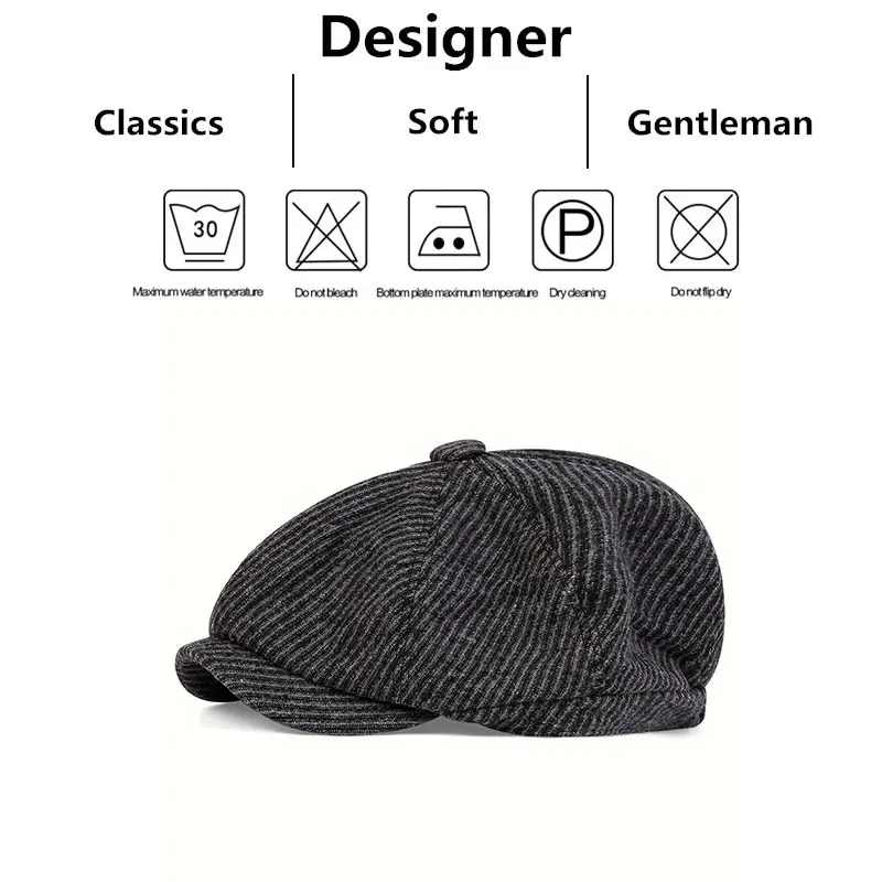 Retro czapki gazeciarza mężczyźni brytyjskie malarze kapelusze wiosenne jesienne berety w stylu paski płaska czapka berety hip-hopowe