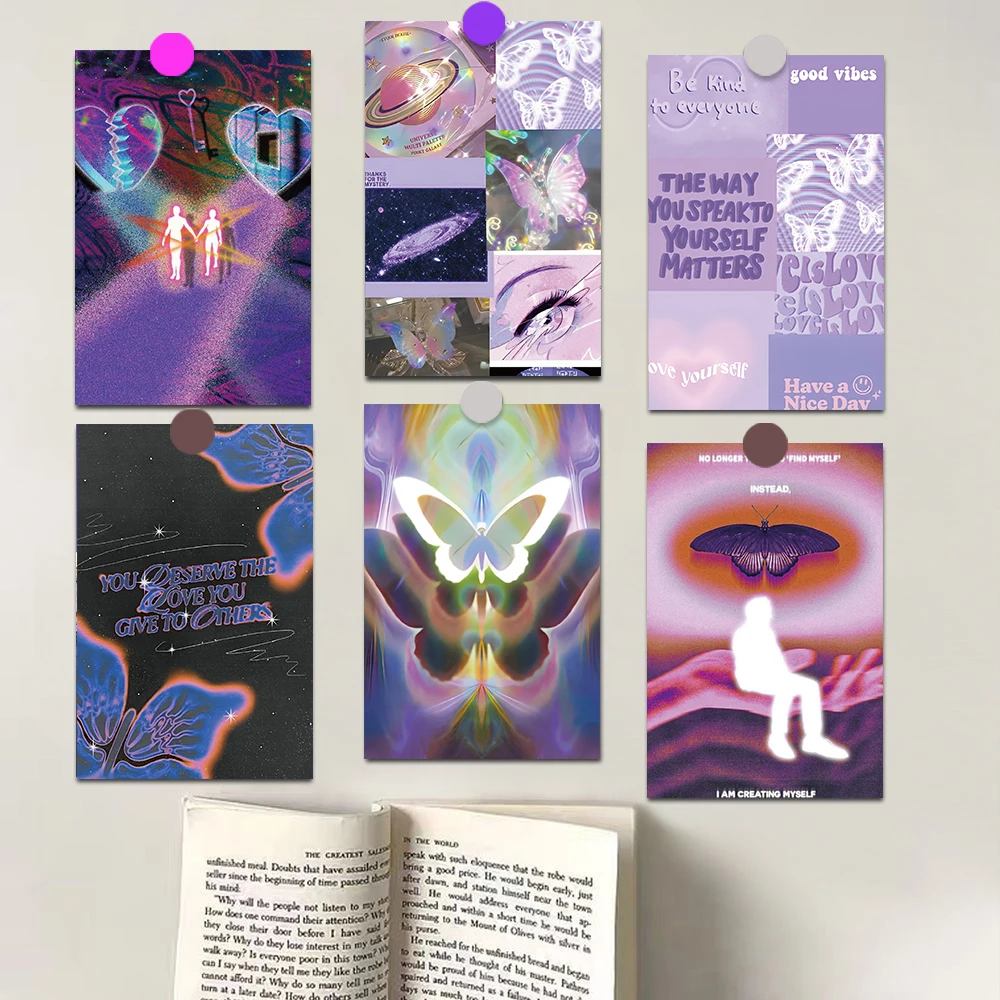 

​Psychedelic Butterfly Sticker Landscape Cafe Wall Room Decoration Chambre Bar Decor Gift Phone Butterflies Cards 10 Sheets