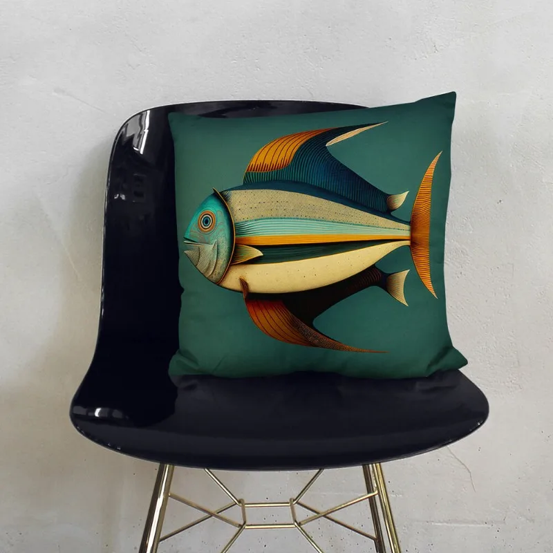 Plump Cushion Fish Mid Century Soft Scatter Throw Pillow Case Cover