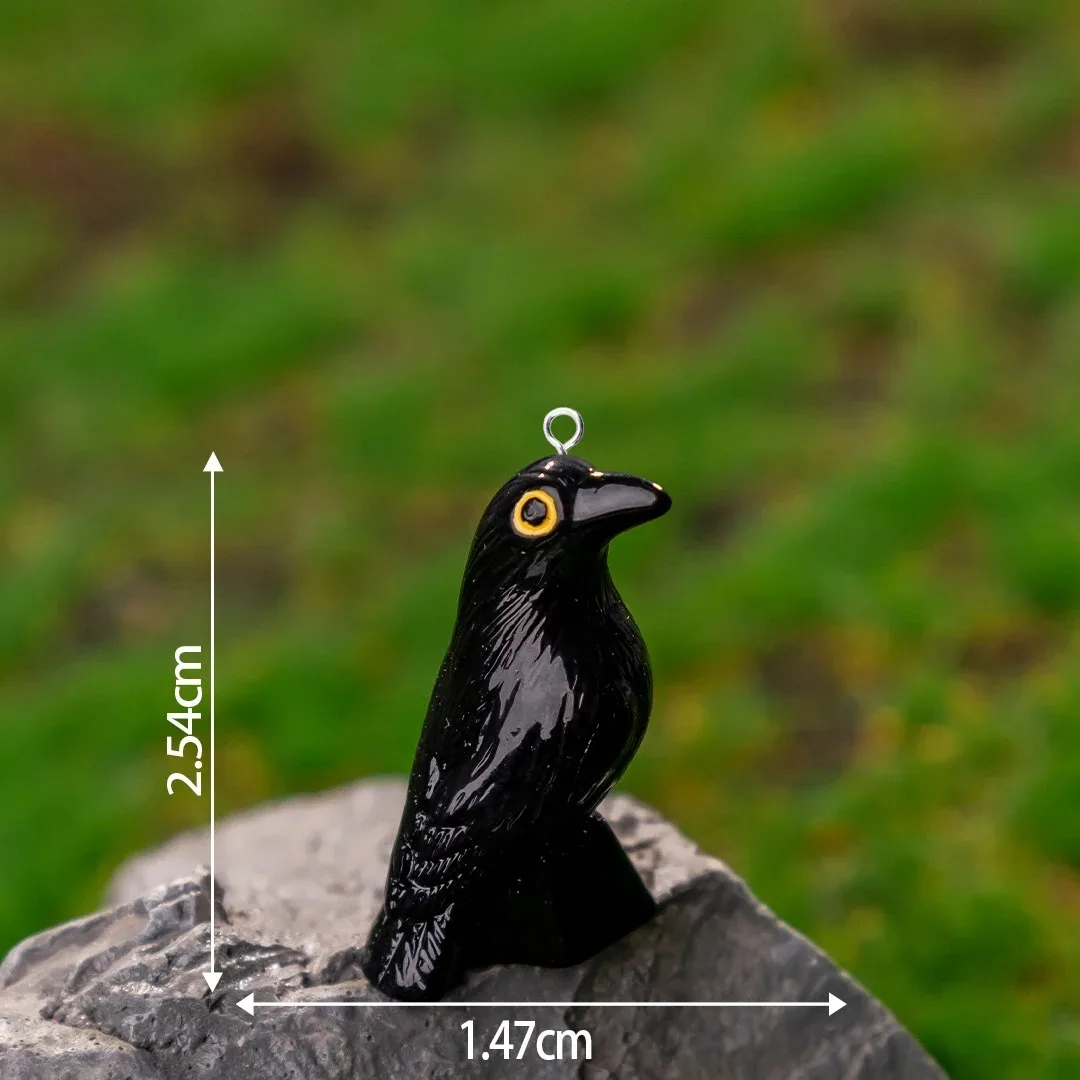 10pcs Halloween Black Crooked Crow Resin Charms Bird Animal Pendants For DIY Handmade Earring Keychain Jewelry Craft Making