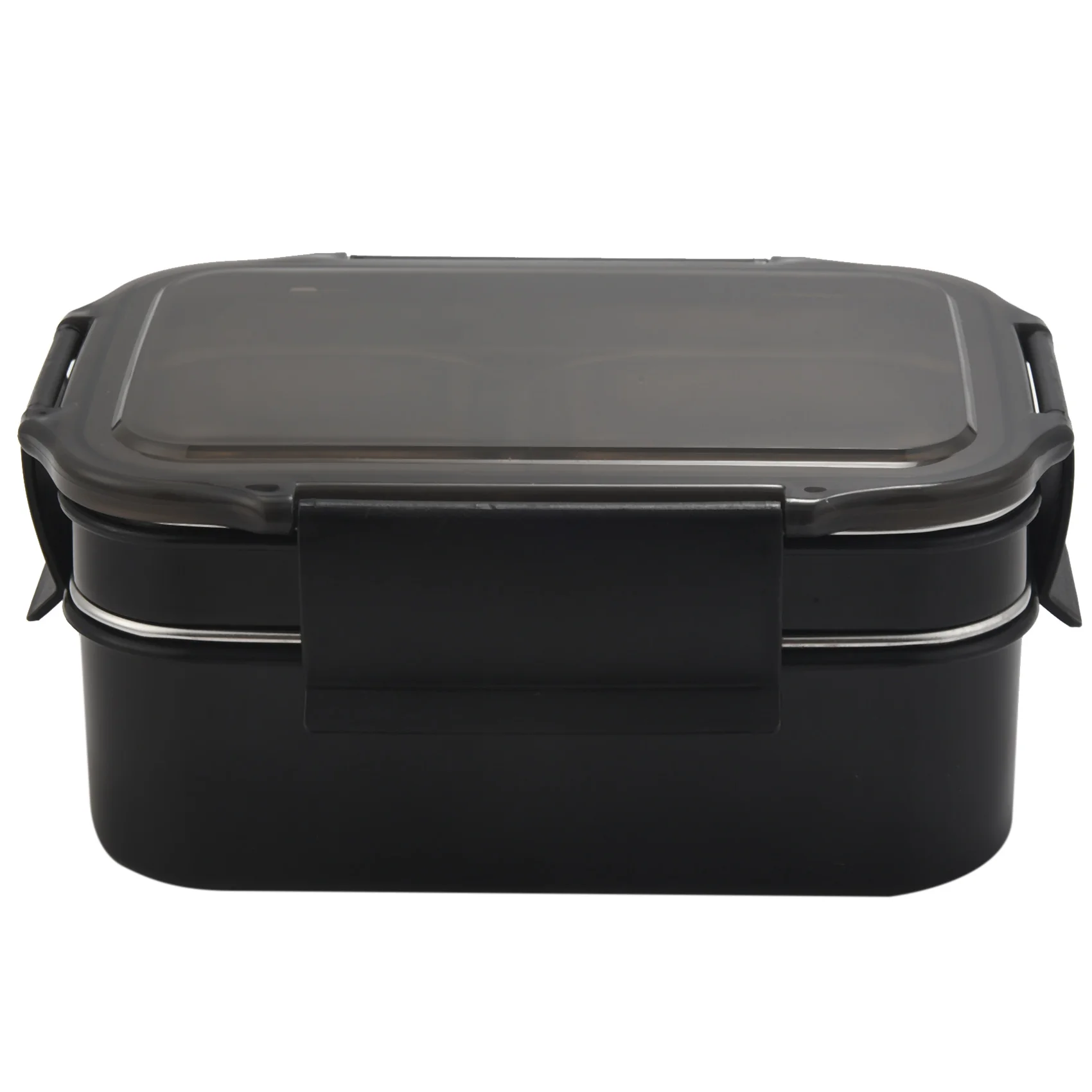 ABZT 304 Stainless Steel Stackable Compartment Lunch/Snack Box 2-Tier Bento/Food Container for Adults or Kids Black