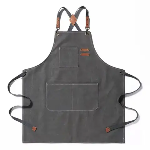 New Fashion Canvas Kitchen Aprons For Woman Men Chef Work Apron For Grill Restaurant Bar Shop Cafes Beauty Nails Studios Uniform
