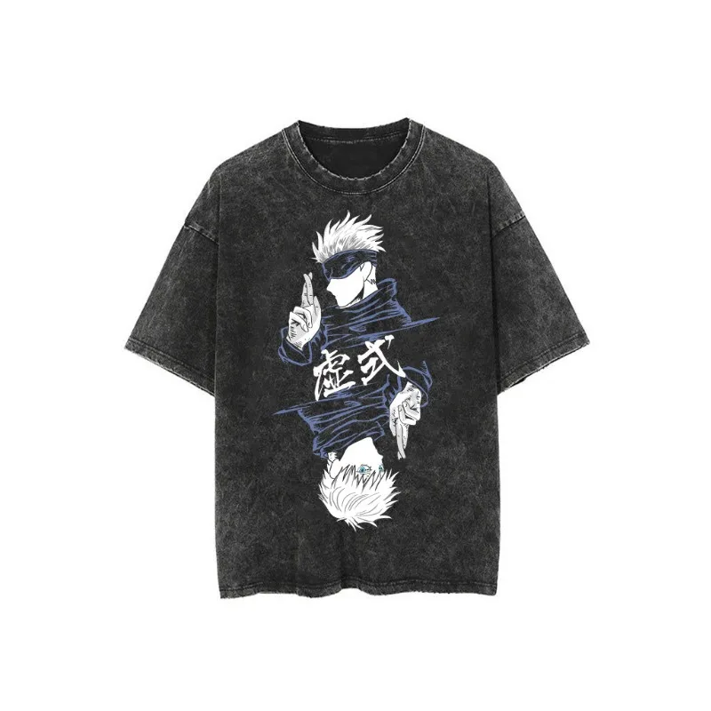 

Мужская винтажная футболка большого размера с рисунком Jujutsu Kaisen Gojo 2, мужская летняя мода 2026, уличный топ большого размера, одежда Harajuku Y2K