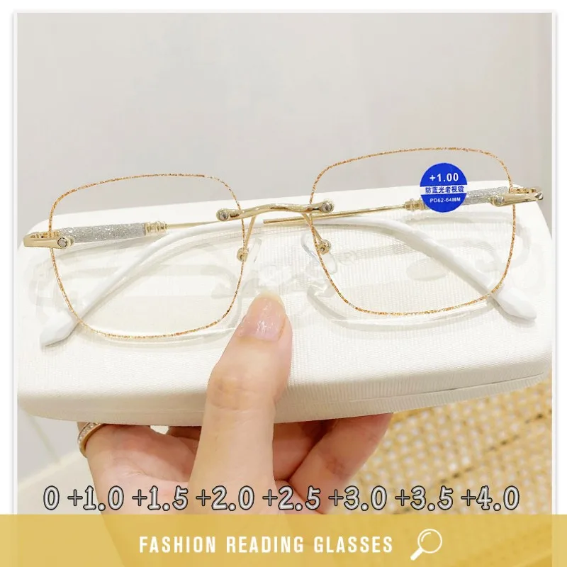 

Luxury Trendy Diamond Cut Reading Glasses Anti Blue Light Far Sight Eyeglasses Ladies Anti Blue Light Optical Eyewear Diopter