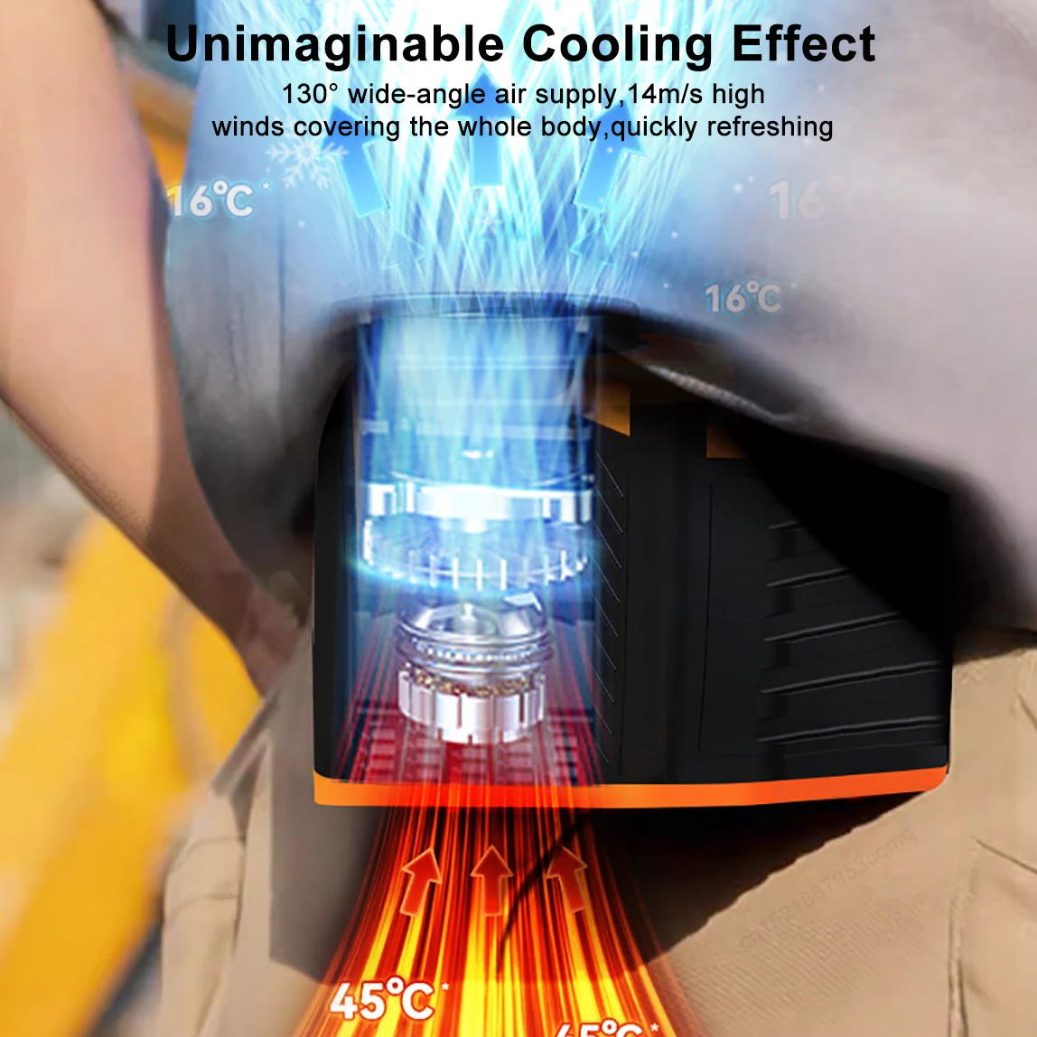 Kipas pinggang portabel 10000Mah, kipas gantung leher/pinggang untuk luar ruangan, pendingin udara angin kuat, kipas klip dapat dipakai untuk pinggang dengan lampu