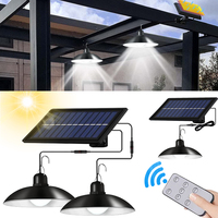 Solar Chandelier Remote Control Double-Head Split Waterproof Solar Lamp Pendant Light For Outdoor Garden Street Barn Walkway