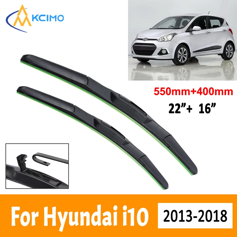 

For Hyundai i10 MK2 2013-2018 Car Wiper Three Stage Soft Rubber Wiper Mute Durable Front Windscreen Automotive Wiper 22"+16"