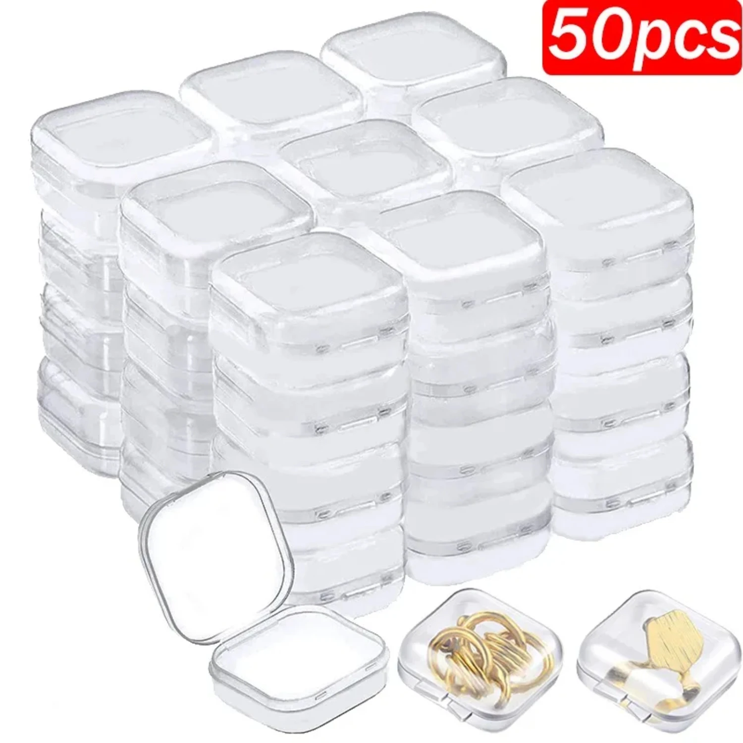 Mini Transparent Square Plastic Storage Case for Earrings and Rings - Portable Jewelry Packaging Box - Suitable for 1-50 Pieces