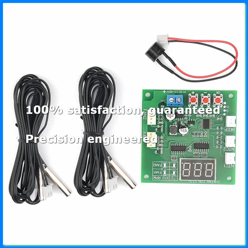 2 Channel 4 Wire DC 12V 24V 48V PWM Motor Fan Speed Controller Digital Display Governor Temperature Control-A28R