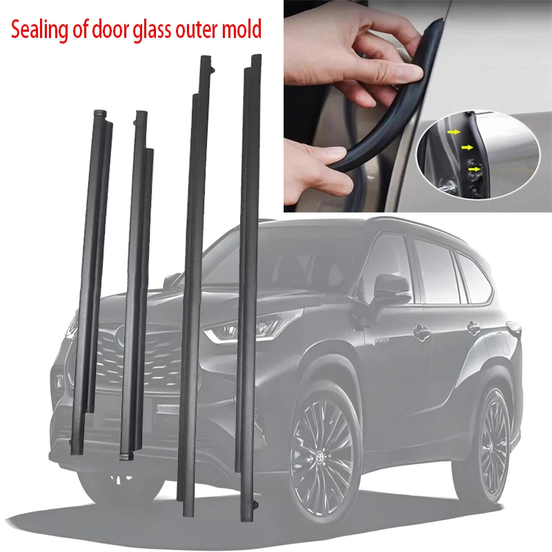 

For Toyota 4Runner 95-02 Door Glass Outer MOLDING Weatherstrip Set Door glass outer mold sealing waterproof anti fouling shock