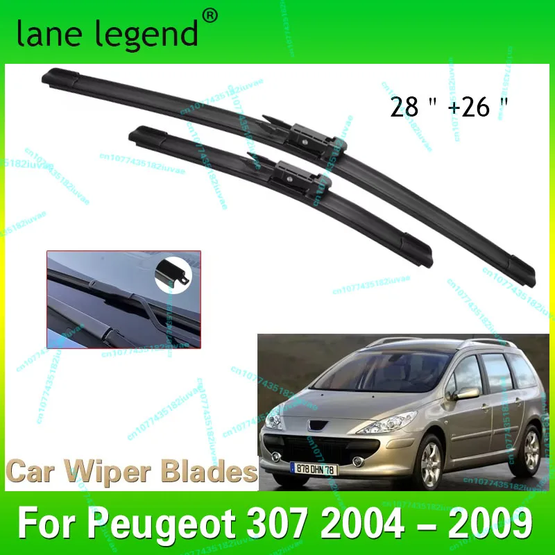 

Lane Legend Wiper LHD Front Wiper Blades Set For Peugeot 307 2004 - 2009 Windshield Windscreen Window Rain Brushes 28"+26"