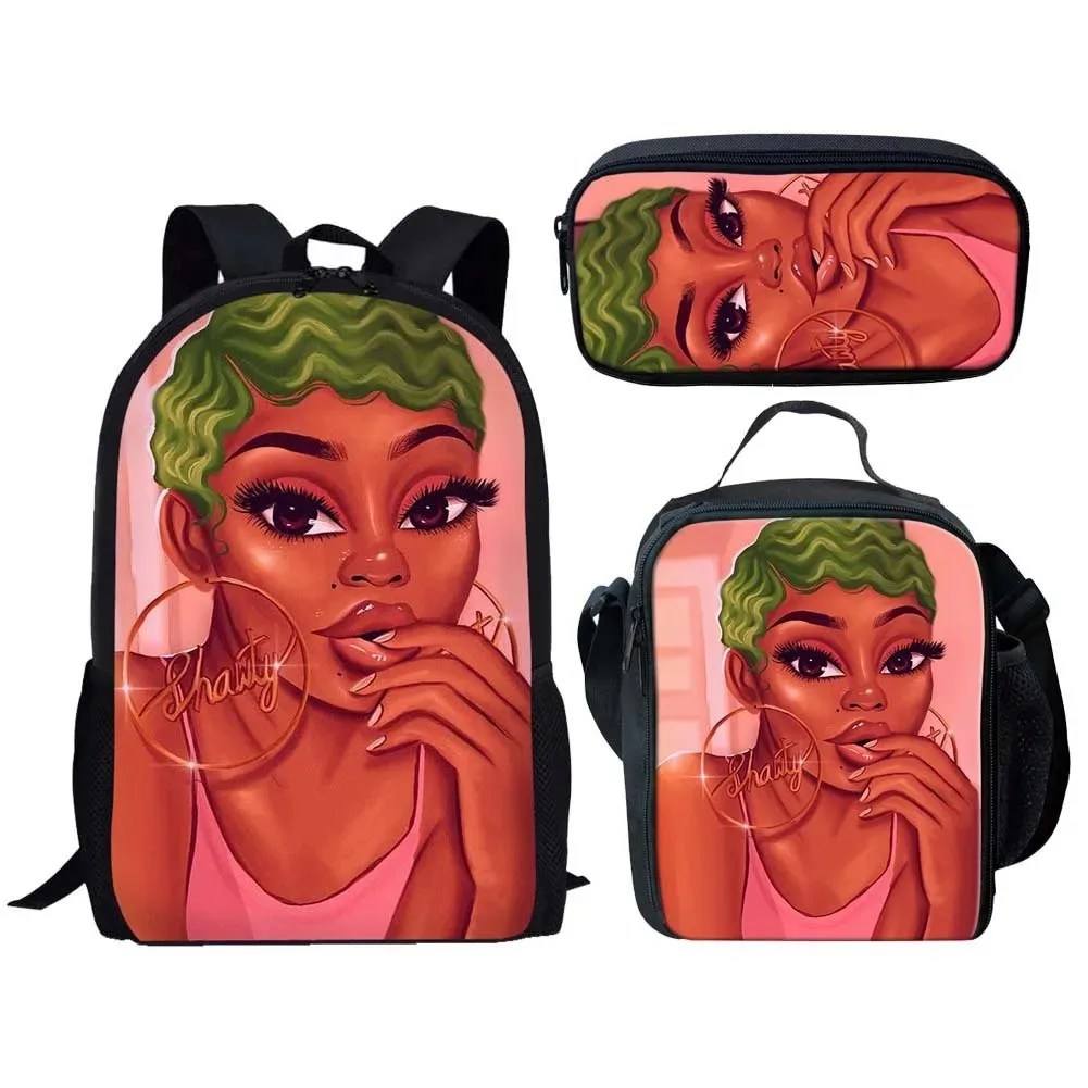 3D African Girls Print Backpack, Student School Bags, Laptop Backpack, Lunch Bag, Pencil Case, Popular Harajuku, Popular, New,