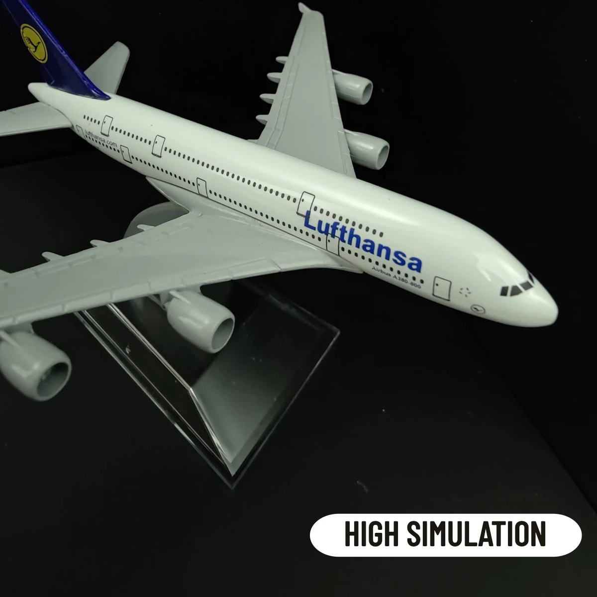 Scale 1:400 Metal Aircraft Replica, Lufthansa A380 Diecast Model Aviation Miniature, Kids Room Decor Xmas Gift Toys for Boy