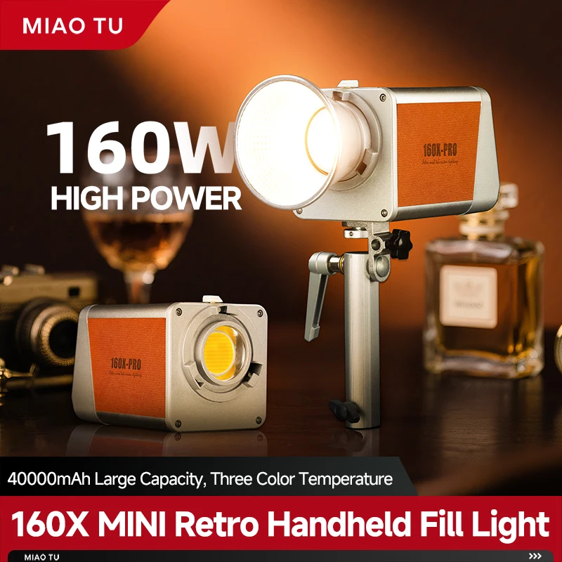 

MIAOTU 160w High-power Portable Lighting Unit with Built-in Battery of 20000mAh, CRI ≥ 97, Suitable for Outdoor Photography