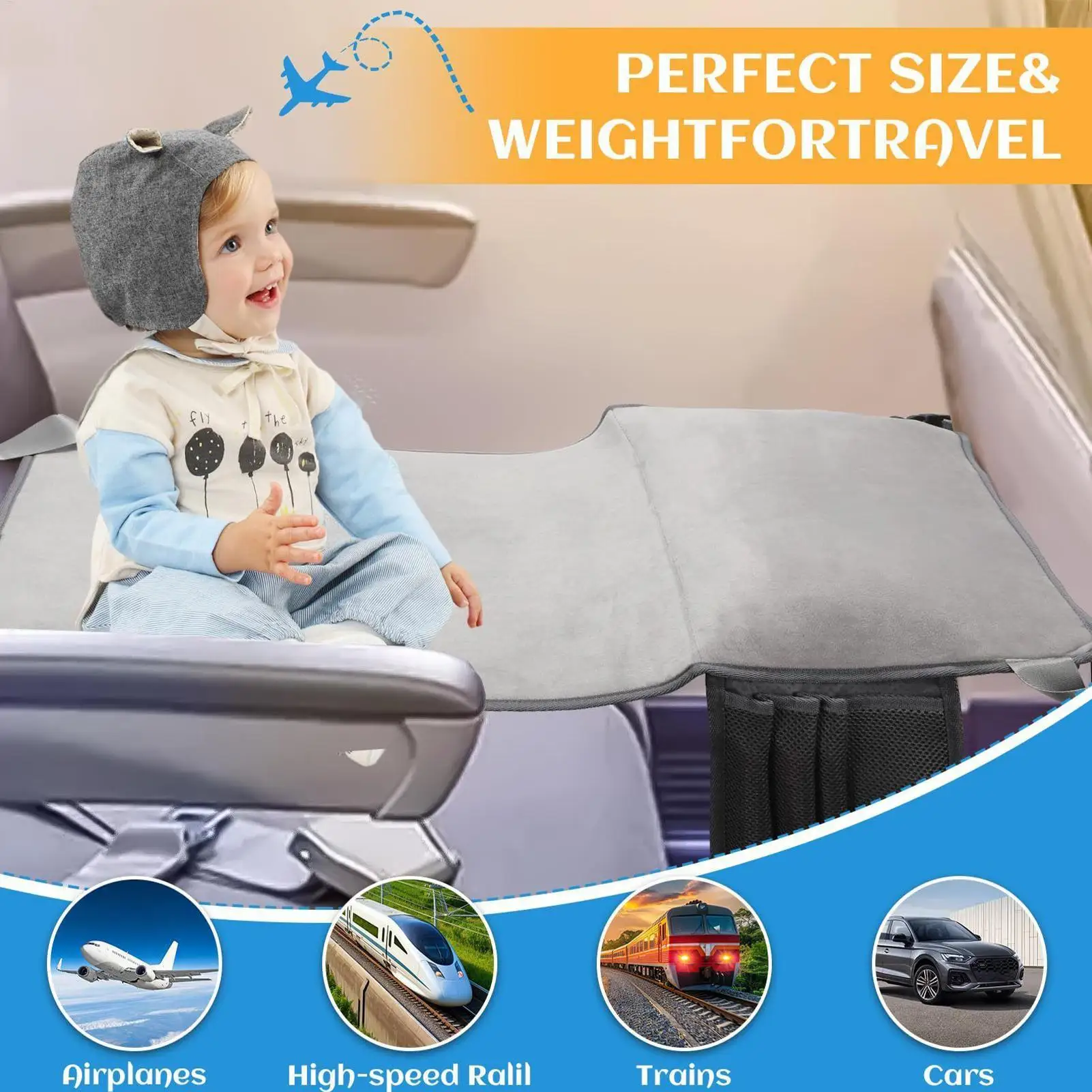 

Toddler Plane Bed Air Flight Seat Footrest Multi-Functional Comfortable Portable Kids Bed Seat Extender For Flight Airplane