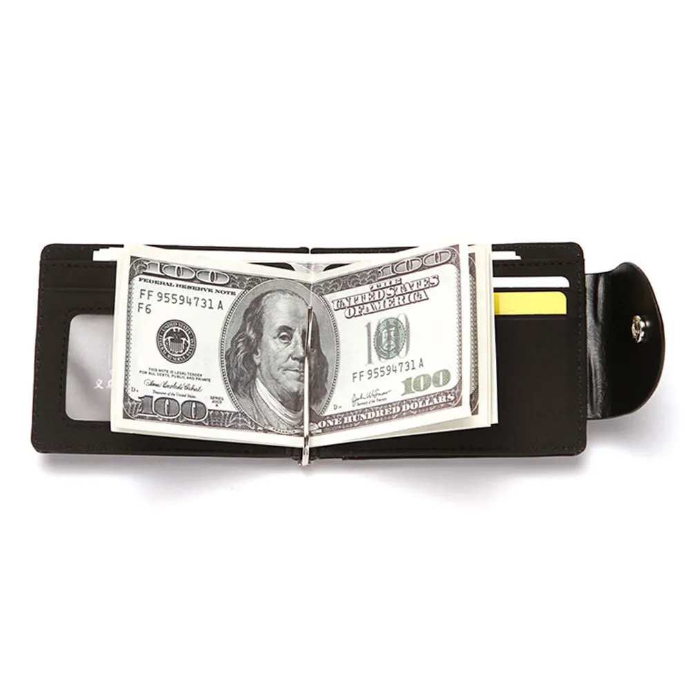 

Small Size Men Business Wallet PU Clutch Anti-Rfid Security Banknote Clip Coin Purse Driver License Holder