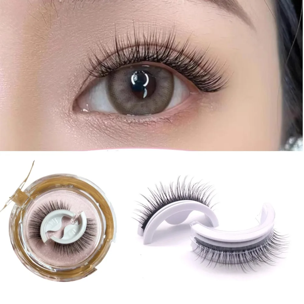 1 par de pestañas postizas autoadhesivas reutilizables, pestañas de visón sin pegamento, extensión 3D, 3 segundos para usar pestañas, herramienta de maquillaje