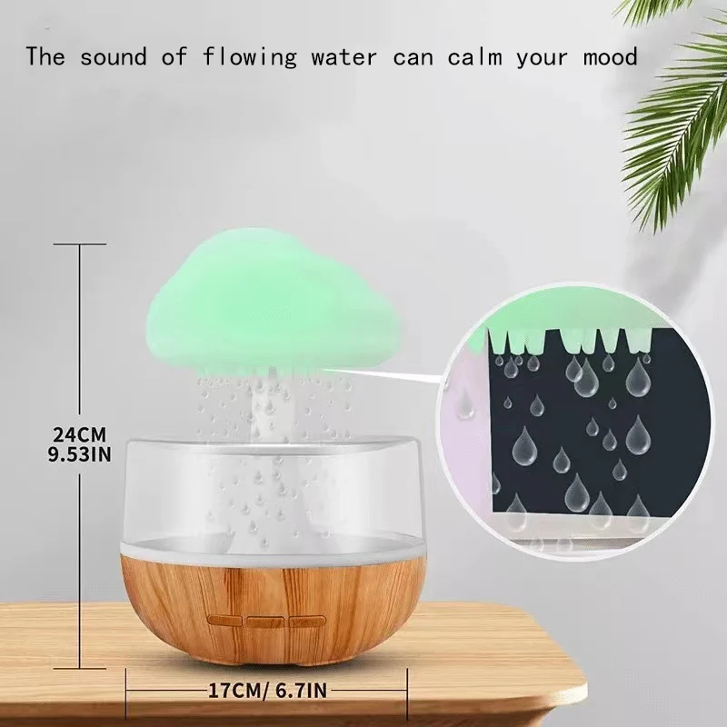 Humidificateur créatif en forme de goutte de pluie, lampe de chambre plus lente, couleur de nuage nickel é, lampe d'escales colorées