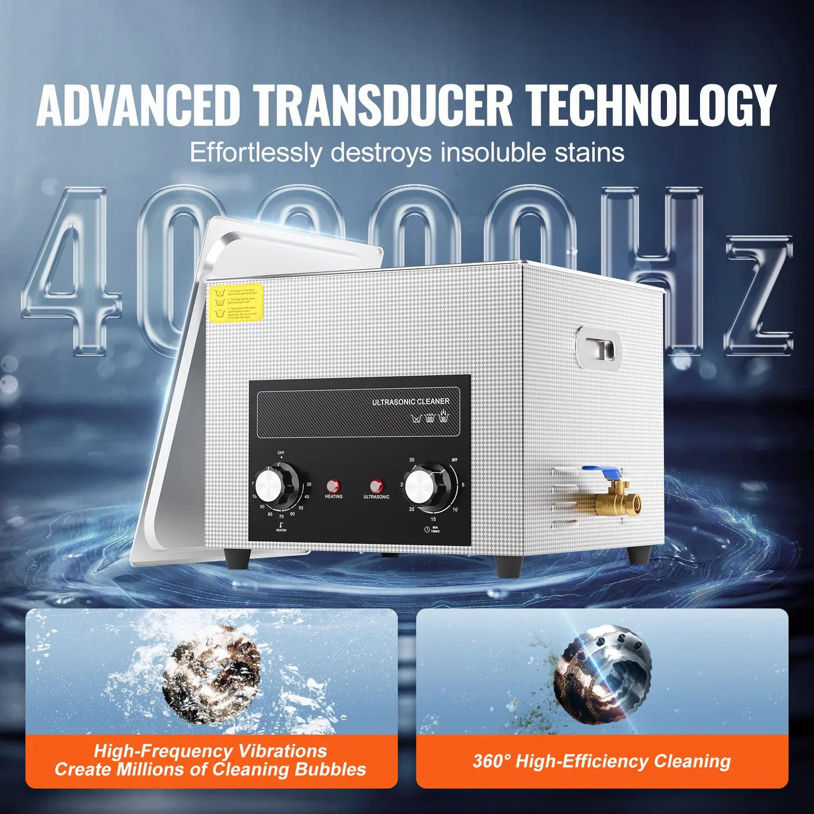 15L Ultrasonic Cleaner with Heater Timer & Basket, Professional Digital Sonic Cavitation Machine, 360W Cleaning Machine for Lab