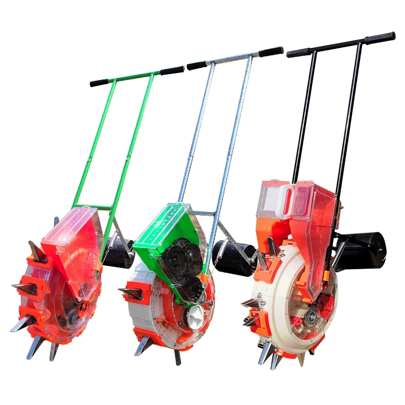 Hand-Push Seed and Fertilizer Spreader, Multi-Purpose Precision Seeder for Lawn Care Grain Sowing, and Garden Maintenance