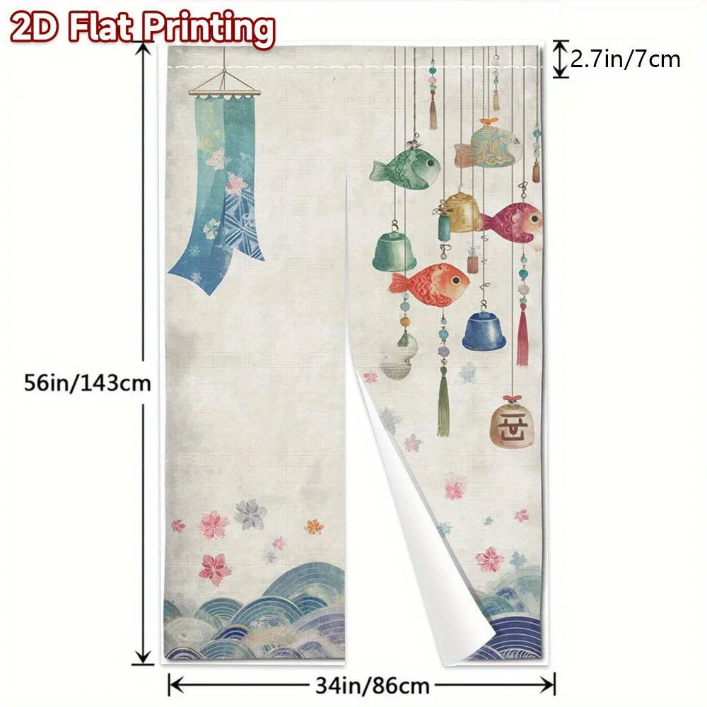 Chinese Style Polyester Door Hanging Curtain Welcome Entrance Decoration Asian Waves Koi Fish Floral Tassel Ceremony Curtain Scr