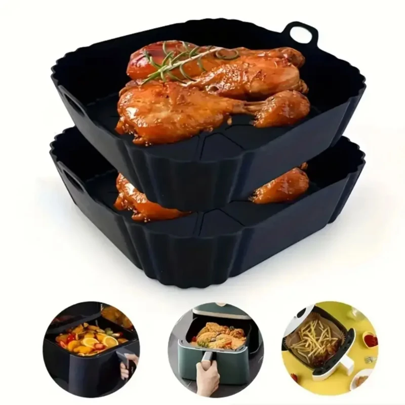1PCReusable Silicone Air Fryer Liner – Non-Stick, Heat Resistant Foldable Baking Mat