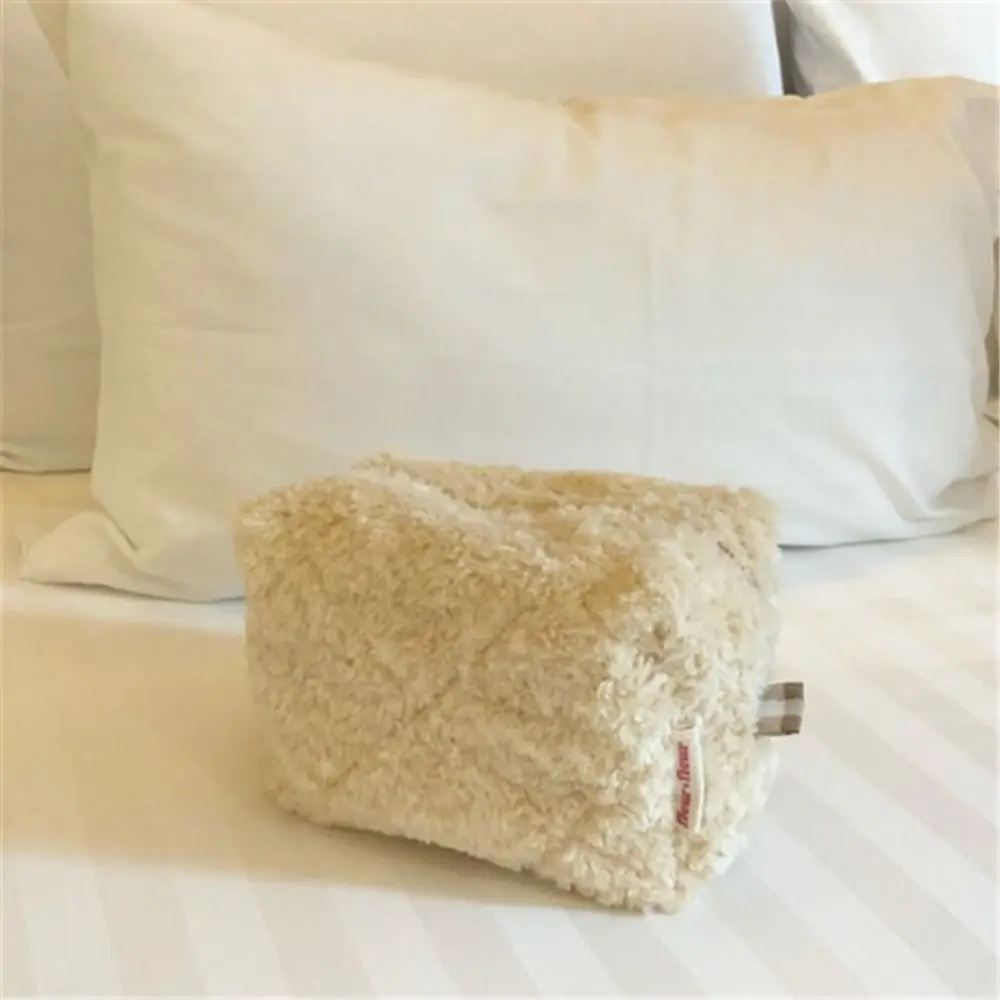 لطيف حقيبة مستحضرات التجميل سعة كبيرة المواد القطيفة المحمولة تصميم حقيبة أدوات الزينة لون نقي Kawaii نمط حقيبة التخزين استخدام السفر