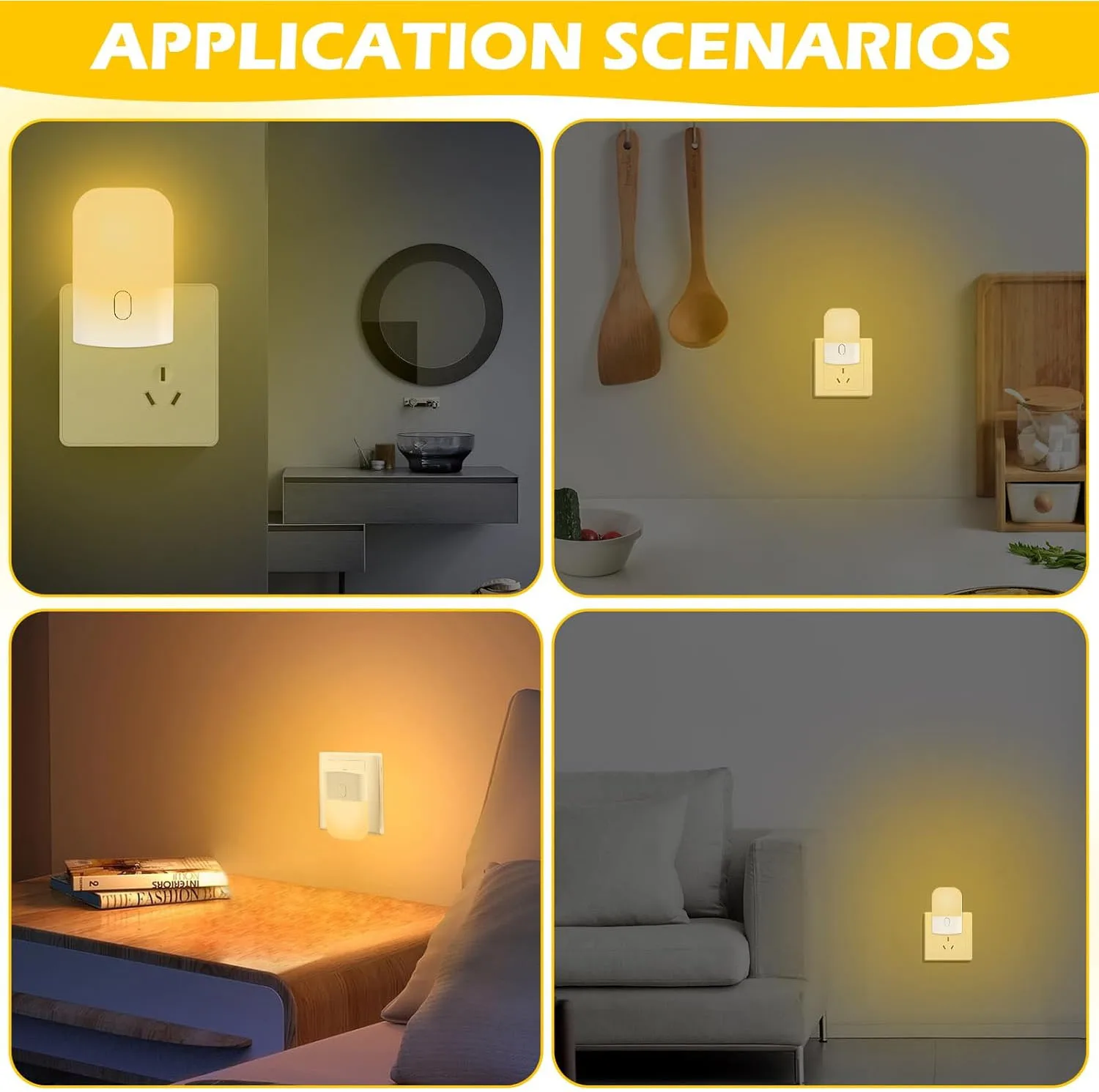 2pcs Night Light Socket with Twilight Sensor 3 Stage Dimmable 2700K Warm White Night Light for Bedroom Stairs Kitchen