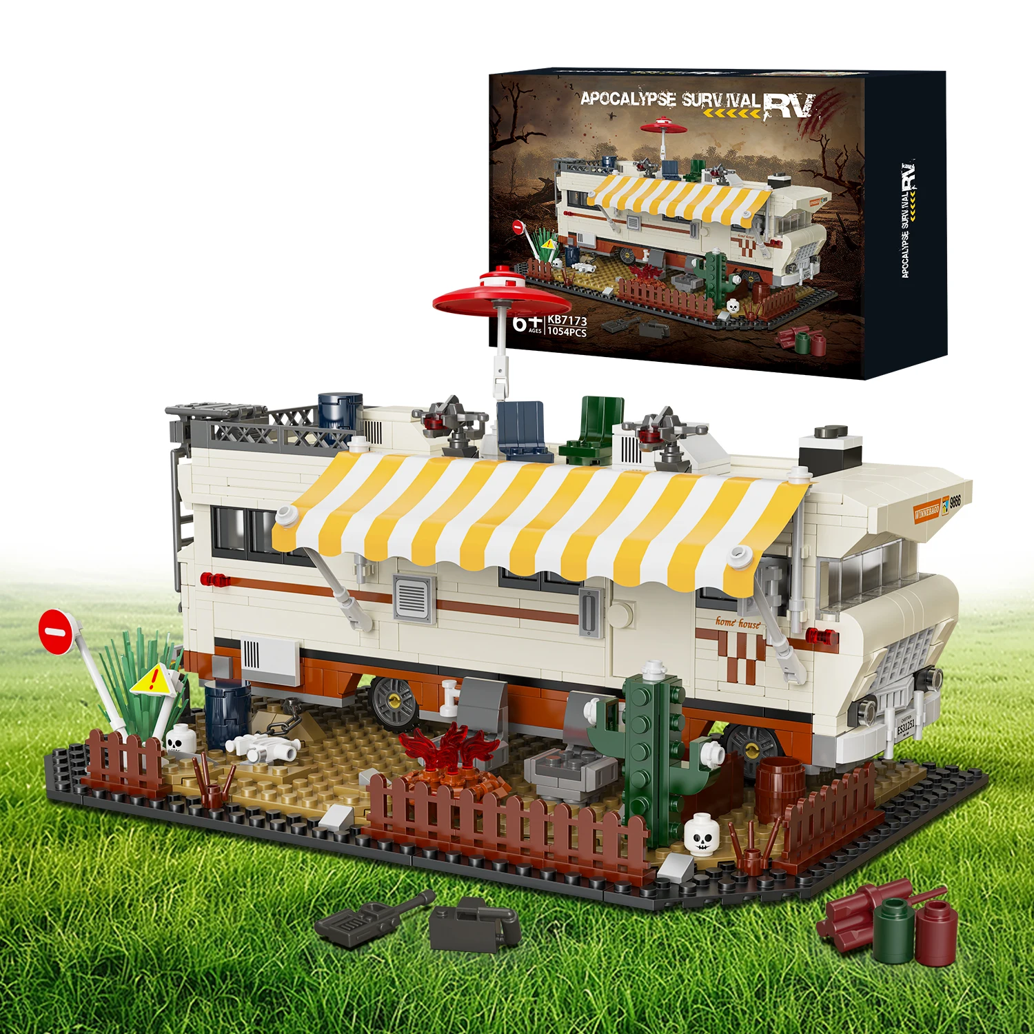 1054 pièces de blocs de construction pour camping-car, véhicule de construction, ensembles de briques, ornements de camionnette d'apocalypse, modèles de jouets, cadeaux d'anniversaire pour garçons, enfants, adultes