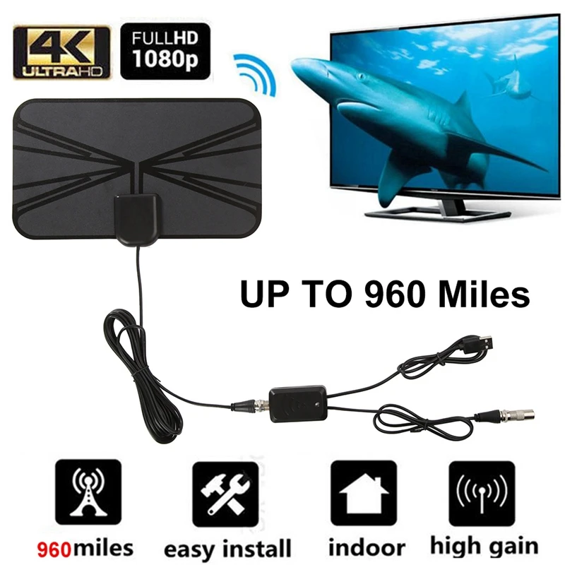 NEW-960 Miles Range 4K TV Antenna For ATSC Digital TV 1080P DVB-T2 Booster HD For RV Outdoor Car Antenna Indoor Smart TV