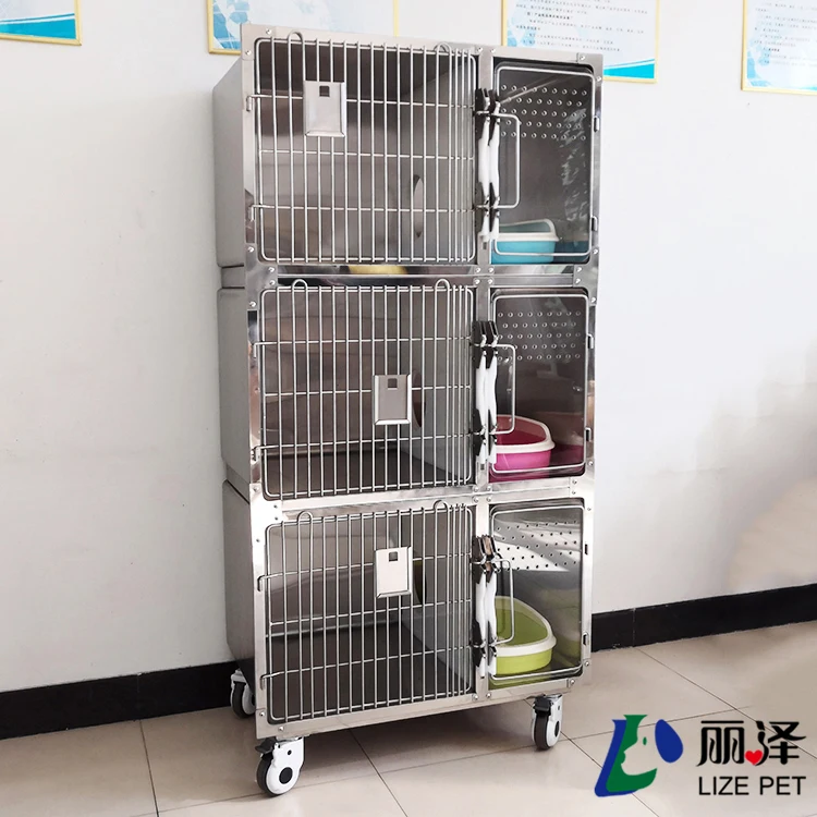 Lize Pet Shop Household- Cat Cage with Cat Litter-Tray Three-layer Stainless Steel Animal Sustainable Pet House for Dog and Cat