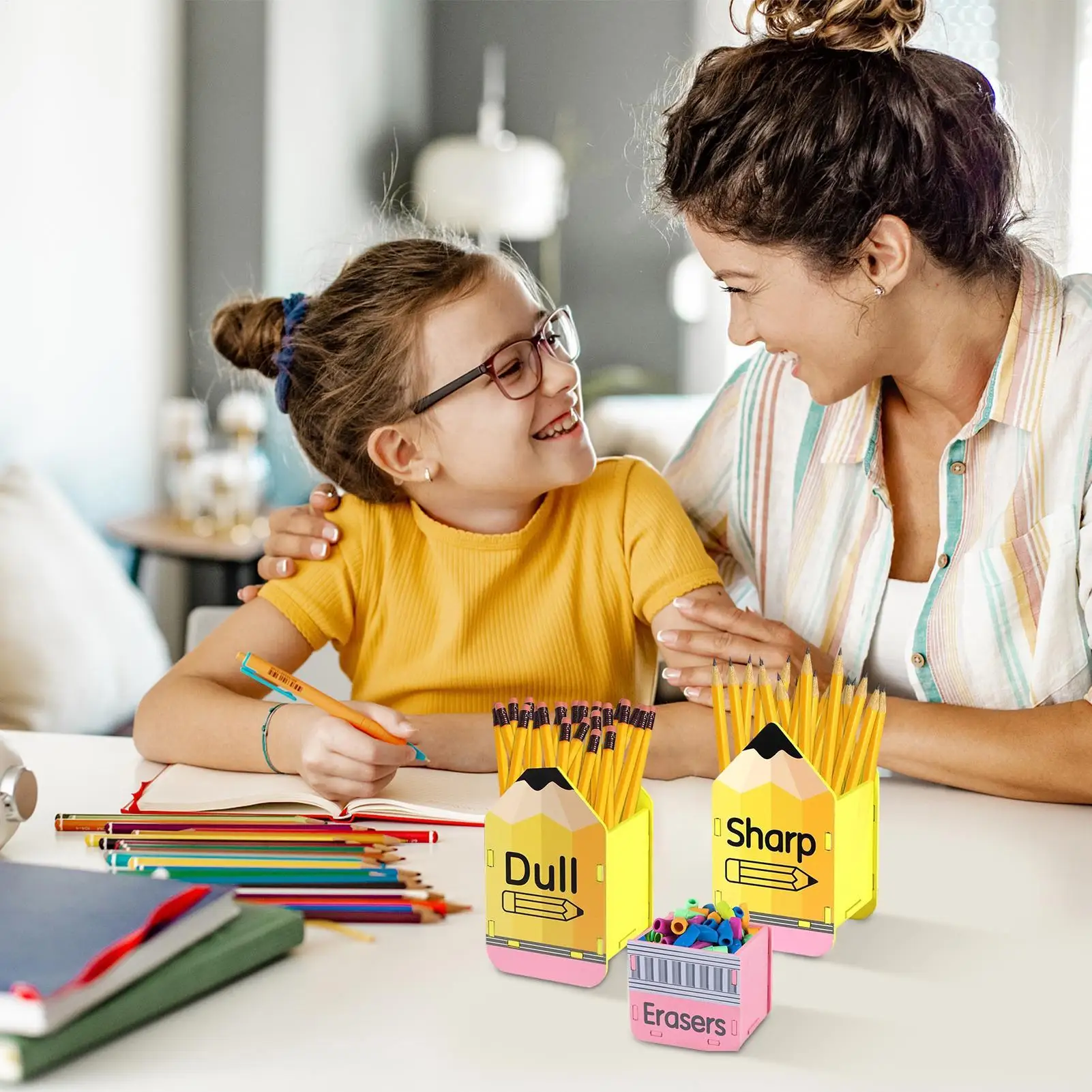 حامل أقلام رصاص مملة خشبي 3 قطع موزع أقلام رصاص ملحقات منزلية لمساحات العمل والمكتبة وغرفة الحرف المدرسية واستوديو الطلاب #3