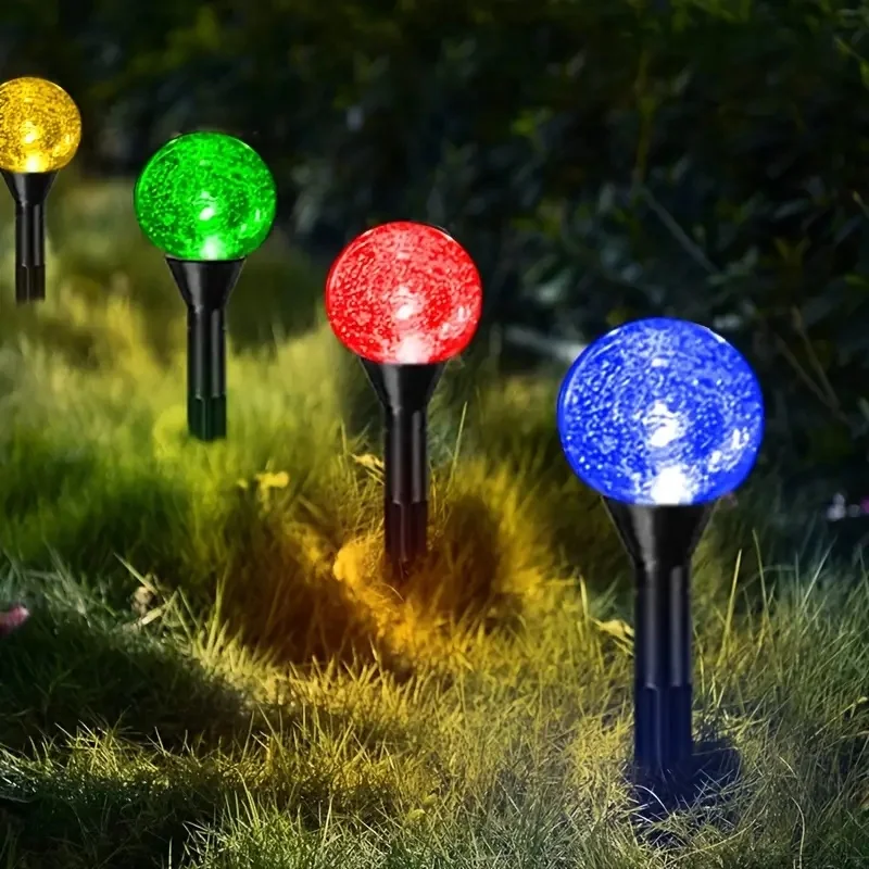 

Solar-Powered RGB LED String Lights with 8 Modes 10/20/30 Bubble Ball Ground Lights for Vibrant Garden Pathway Wedding Decor
