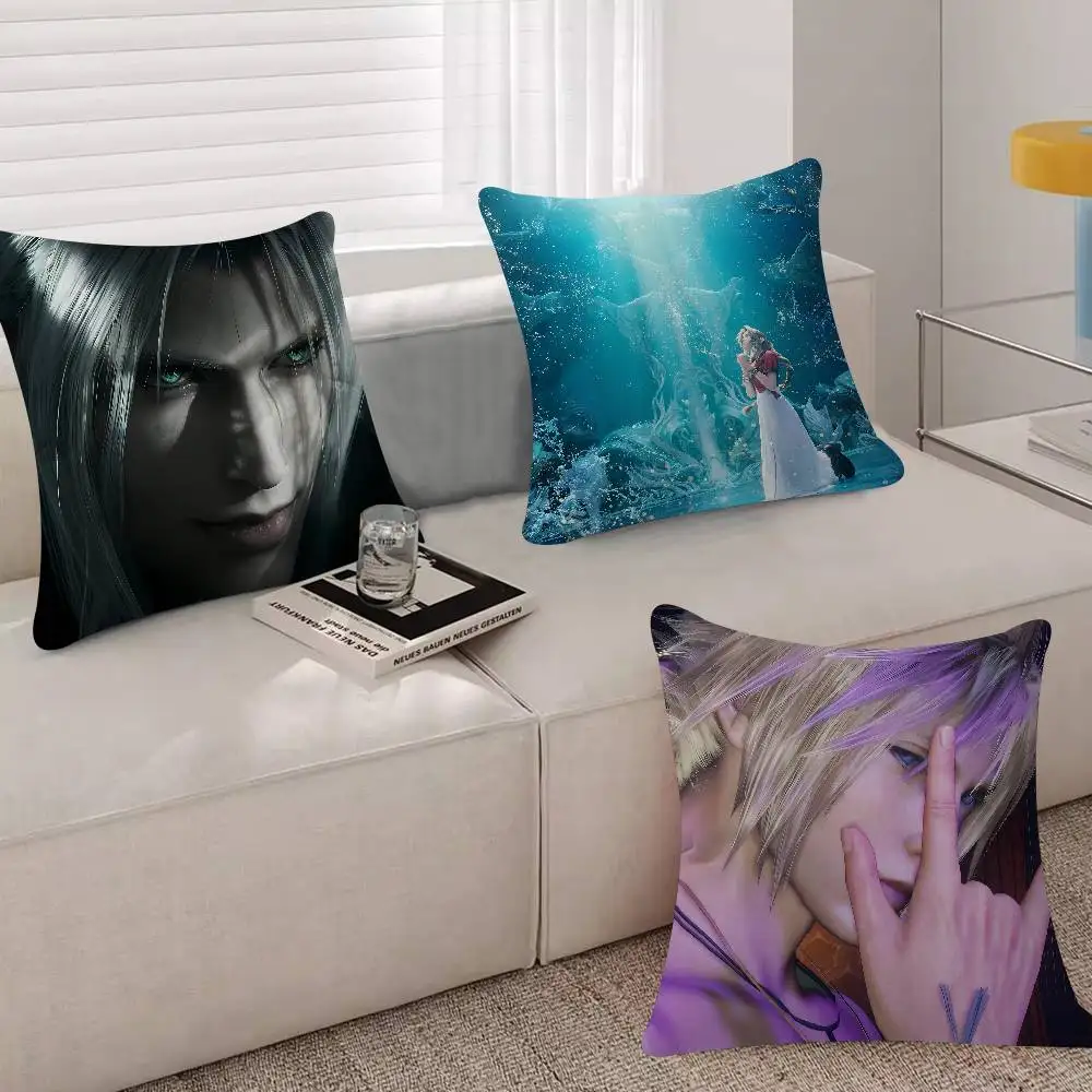 Game F-Final F-Fantasy VII 45*45cm Cushion Cover Cushion Covers Natural Linen Breathable Sofa Bedroom Decor Pillowcase