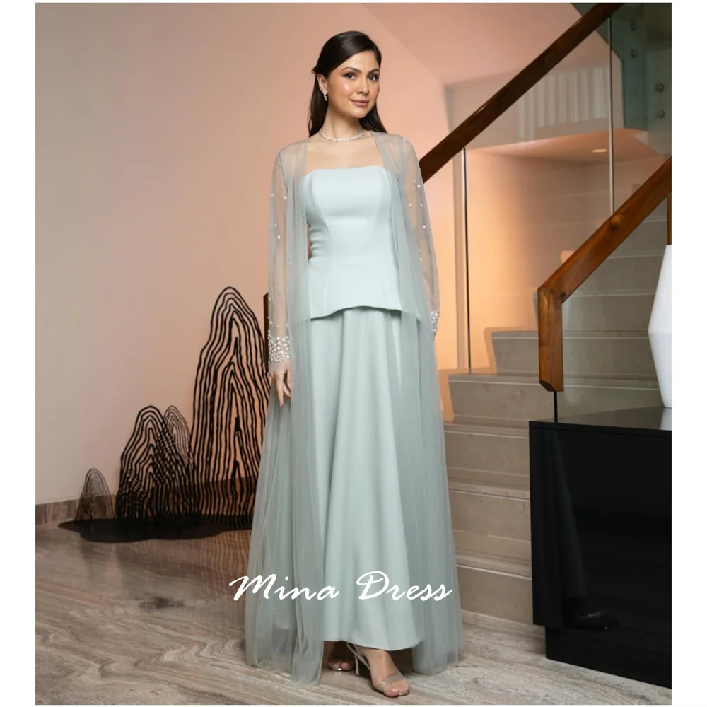 

Mina Customized Crystal Gem Prom Dresses for Special Occasions Piglet Breast Elegant Party Dresses Backless Long Sleeves Evening